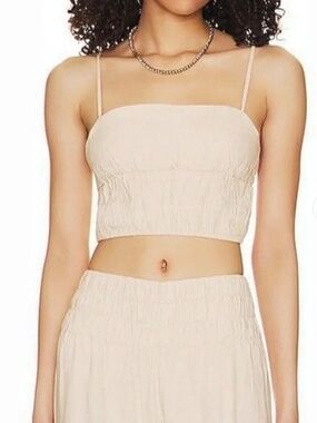 NWOT Onia air linen smocked tank top sand M